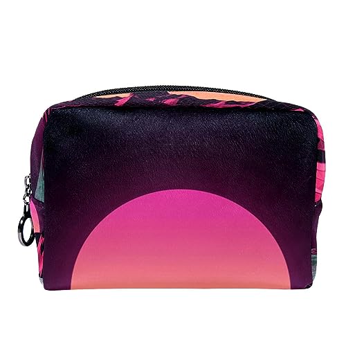 Kleine Kosmetiktasche Reisekosmetiktasche mit Reißverschluss,Vollmond Sonnenschein,Kosmetik Organizer für Frauen von WOSHJIUK