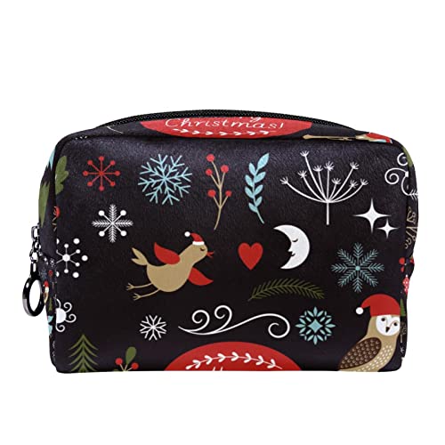 Kleine Kosmetiktasche Reisekosmetiktasche mit Reißverschluss,Weihnachten Blumen Grauer Hintergrund,Kosmetik Organizer für Frauen von WOSHJIUK