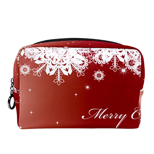 Kleine Kosmetiktasche Reisekosmetiktasche mit Reißverschluss,Weihnachten Weihnachtsbaum Schneeflocke,Kosmetik Organizer für Frauen von WOSHJIUK