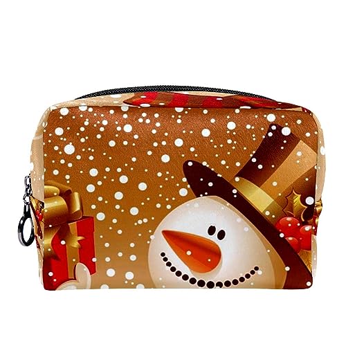 Kleine Kosmetiktasche Reisekosmetiktasche mit Reißverschluss,Weihnachten schneemann Winter,Kosmetik Organizer für Frauen von WOSHJIUK