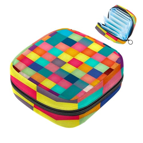 Kleine Reise Make up Tasche,Kosmetiktaschen für Damen,Buntes modernes Kariertes Muster,Periodentasche Kleine Reise Make up Tasche,Kosmetiktaschen für Damen,Buntes modernes Kariertes Muster,Periodentasche von WOSHJIUK