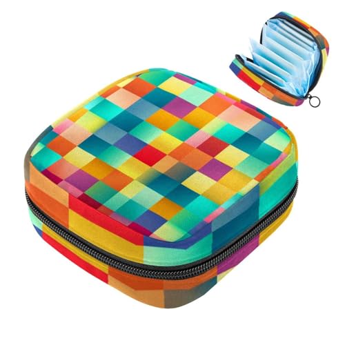 Kleine Reise Make up Tasche,Kosmetiktaschen für Damen,Buntes modernes Kariertes Muster,Periodentasche Kleine Reise Make up Tasche,Kosmetiktaschen für Damen,Buntes modernes Kariertes Muster,Periodentasche von WOSHJIUK
