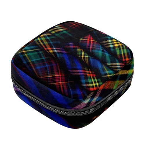 Kleine Reise Make up Tasche,Kosmetiktaschen für Damen,Klassisches lila und grünes Kariertes Muster,Periodentasche Kleine Reise Make up Tasche,Kosmetiktaschen für Damen,Klassisches lila und grünes Kariertes Muster,Periodentasche von WOSHJIUK