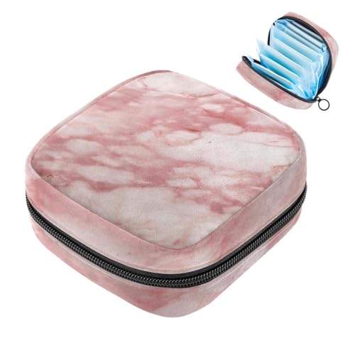 Kleine Reise Make up Tasche,Kosmetiktaschen für Damen,Weiße rosa Marmorstruktur,Periodentasche von WOSHJIUK