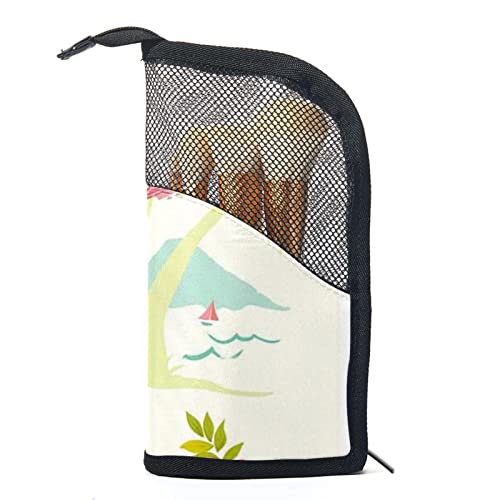 Make-up Pinsel Organizer Tasche mit 12 Make-up-Pinseln,Aloha-Mädchen im Grasrockstrand,Tragbarer Make-up-Pinselhalter Set Koffer von WOSHJIUK