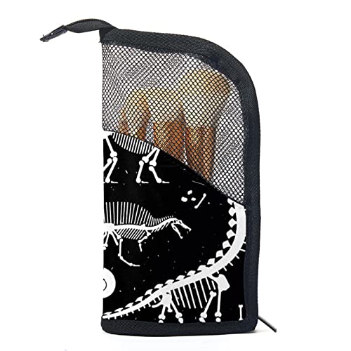 Make-up Pinsel Organizer Tasche mit 12 Make-up-Pinseln,Dinosaurier-Eier-Knochen-Skelette,Tragbarer Make-up-Pinselhalter Set Koffer von WOSHJIUK