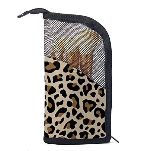 Make-up Pinsel Organizer Tasche mit 12 Make-up-Pinseln,Leopardenstruktur,Tragbarer Make-up-Pinselhalter Set Koffer von WOSHJIUK