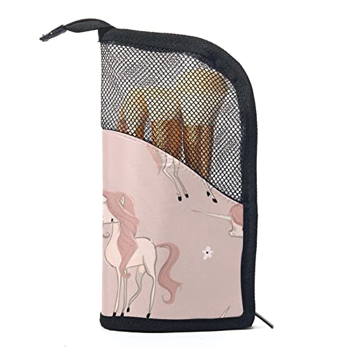 Make-up Pinsel Organizer Tasche mit 12 Make-up-Pinseln,Niedliches Cartoon-Einhorn,Tragbarer Make-up-Pinselhalter Set Koffer von WOSHJIUK