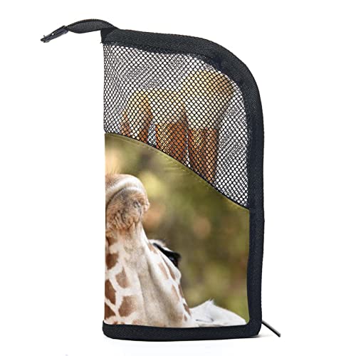 Make-up Pinsel Organizer Tasche mit 12 Make-up-Pinseln,Paar-Porträt-Giraffe,Tragbarer Make-up-Pinselhalter Set Koffer von WOSHJIUK