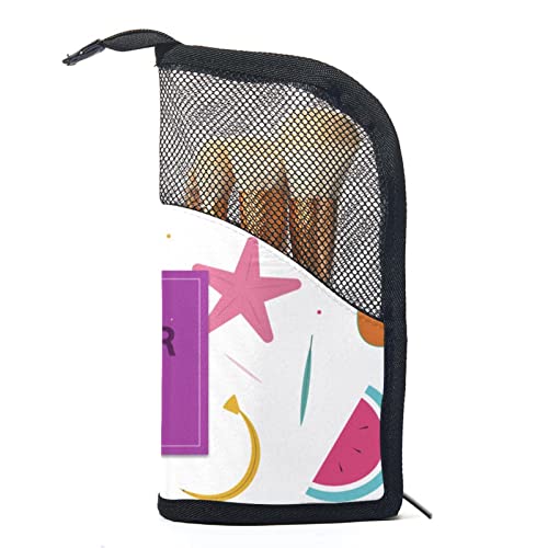 Make-up Pinsel Organizer Tasche mit 12 Make-up-Pinseln,Tropische Hallo sommerzeitblätter,Tragbarer Make-up-Pinselhalter Set Koffer von WOSHJIUK