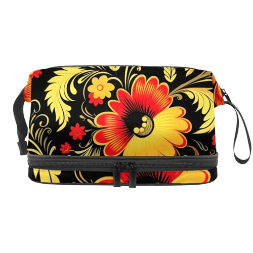 Make up Tasche klein,Make up Reisetasche,Ethnische Blume mit dunklem Blackground,Make up Organizer Tasche von WOSHJIUK