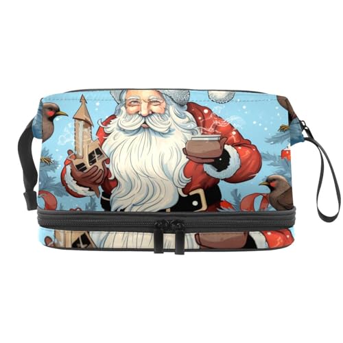 Make up Tasche klein,Make up Reisetasche,Weihnachtskarte mit Santa Cartoon,Make up Organizer Tasche von WOSHJIUK