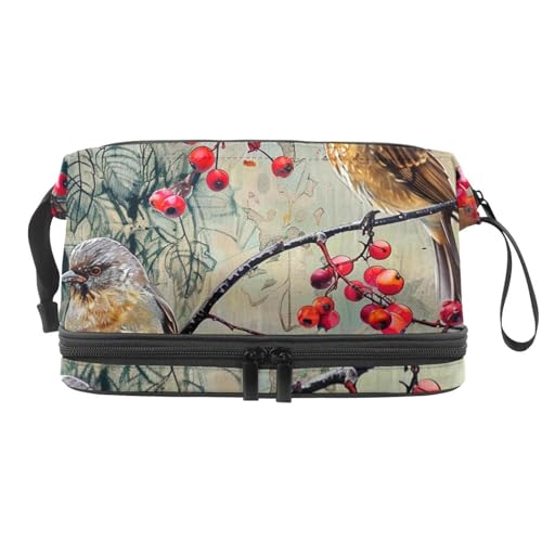 Make up Tasche klein,Make up Reisetasche,aquarell roter Baum verlässt Vogel,Make up Organizer Tasche von WOSHJIUK