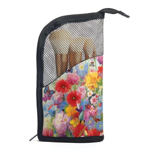 Make up Taschen Organizer,Kosmetiktaschen für Frauen,Blumen und Schmetterlingsgarten,kleine Make up Tasche von WOSHJIUK