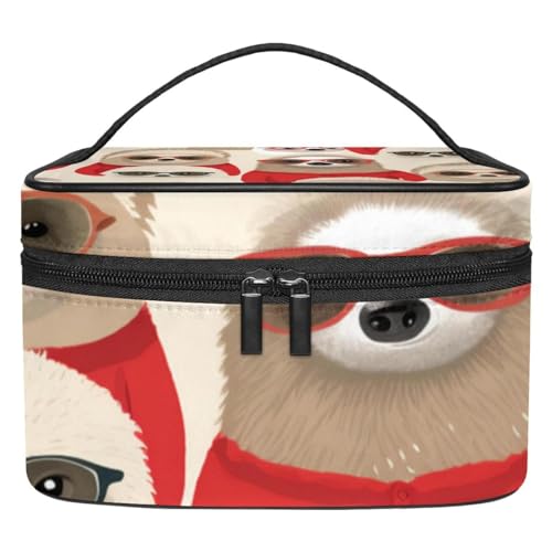 Make up Taschen Organizer,Kosmetiktaschen für Frauen,Cartoon Faultier mit Brille,kleine Make up Tasche von WOSHJIUK