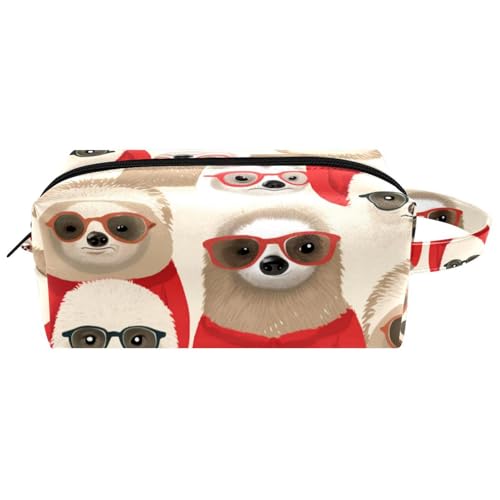 Make up Taschen Organizer,Kosmetiktaschen für Frauen,Cartoon Faultier mit Brille,kleine Make up Tasche von WOSHJIUK