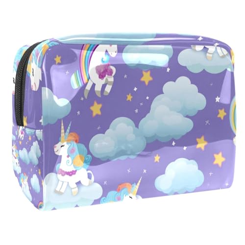 Make up Taschen Organizer,Kosmetiktaschen für Frauen,Cartoon weißes Regenbogen Einhorn,kleine Make up Tasche von WOSHJIUK