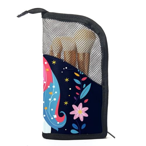 Make up Taschen Organizer,Kosmetiktaschen für Frauen,Einhorn Tier Blatt Blume,kleine Make up Tasche von WOSHJIUK