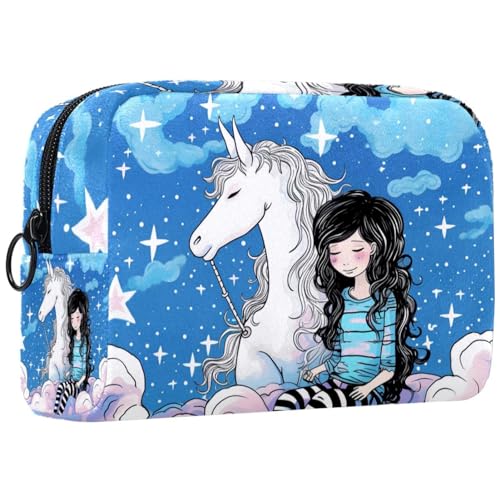 Make up Taschen Organizer,Kosmetiktaschen für Frauen,Einhorn und Mädchen,kleine Make up Tasche von WOSHJIUK