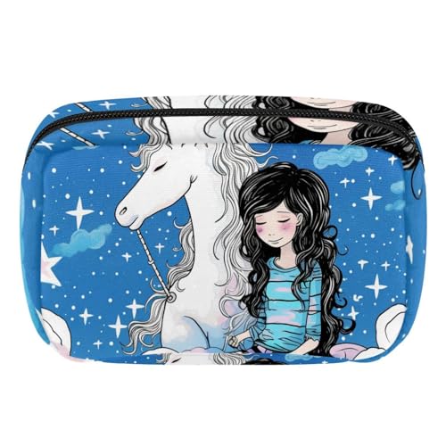 Make up Taschen Organizer,Kosmetiktaschen für Frauen,Einhorn und Mädchen,kleine Make up Tasche von WOSHJIUK