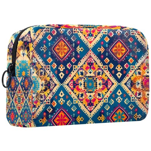 Make up Taschen Organizer,Kosmetiktaschen für Frauen,Ethnisches Vintages Kariertes Blumenmuster,kleine Make up Tasche Make up Taschen Organizer,Kosmetiktaschen für Frauen,Ethnisches Vintages Kariertes Blumenmuster,kleine Make up Tasche von WOSHJIUK