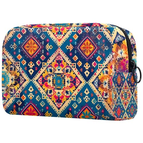 Make up Taschen Organizer,Kosmetiktaschen für Frauen,Ethnisches Vintages Kariertes Blumenmuster,kleine Make up Tasche Make up Taschen Organizer,Kosmetiktaschen für Frauen,Ethnisches Vintages Kariertes Blumenmuster,kleine Make up Tasche von WOSHJIUK