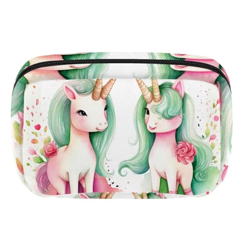 Make up Taschen Organizer,Kosmetiktaschen für Frauen,süßes aquarell Einhorn,kleine Make up Tasche von WOSHJIUK