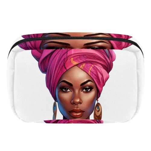 Make up Taschen für Damen,Kulturbeutel für Herren,Afroamerikanerfrauen ethnisches Mädchen,Reise Kosmetiktasche von WOSHJIUK