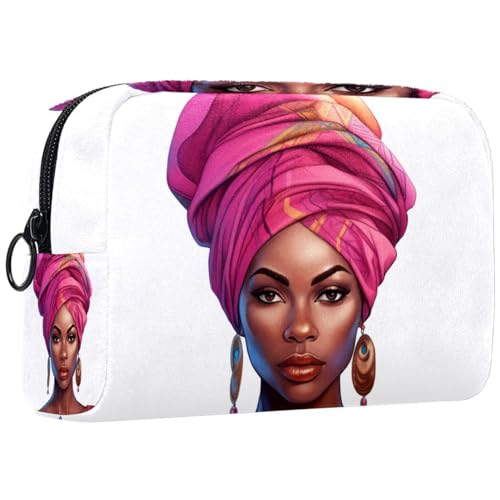 Make up Taschen für Damen,Kulturbeutel für Herren,Afroamerikanerfrauen ethnisches Mädchen,Reise Kosmetiktasche von WOSHJIUK