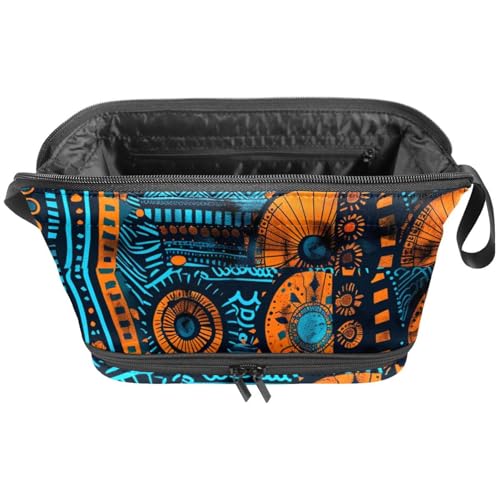 Make up Taschen für Damen,Kulturbeutel für Herren,Blume Afrika Boho,Reise Kosmetiktasche von WOSHJIUK