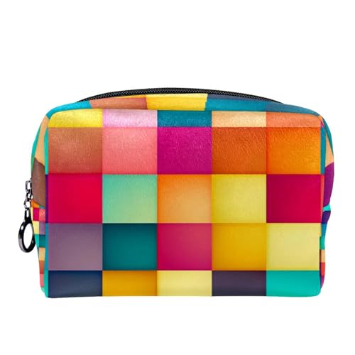 Make up Taschen für Damen,Kulturbeutel für Herren,Buntes modernes Kariertes Muster,Reise Kosmetiktasche Make up Taschen für Damen,Kulturbeutel für Herren,Buntes modernes Kariertes Muster,Reise Kosmetiktasche von WOSHJIUK