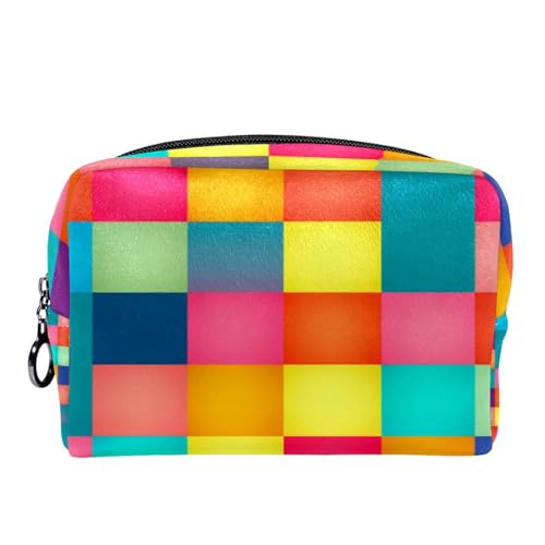 Make up Taschen für Damen,Kulturbeutel für Herren,Buntes modernes Kariertes Muster,Reise Kosmetiktasche Make up Taschen für Damen,Kulturbeutel für Herren,Buntes modernes Kariertes Muster,Reise Kosmetiktasche von WOSHJIUK