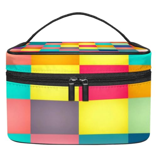 Make up Taschen für Damen,Kulturbeutel für Herren,Buntes modernes Kariertes Muster,Reise Kosmetiktasche Make up Taschen für Damen,Kulturbeutel für Herren,Buntes modernes Kariertes Muster,Reise Kosmetiktasche von WOSHJIUK
