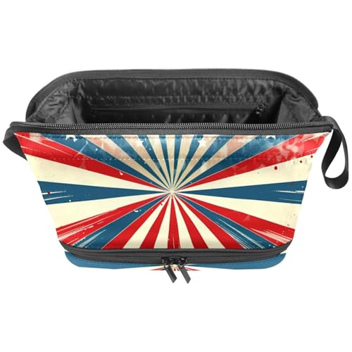 Make up Taschen für Damen,Kulturbeutel für Herren,Farblinie amerikanische Flagge,Reise Kosmetiktasche von WOSHJIUK