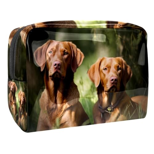 Make up Taschen für Damen,Kulturbeutel für Herren,Hund Bordeaux Haustier Dschungel,Reise Kosmetiktasche von WOSHJIUK