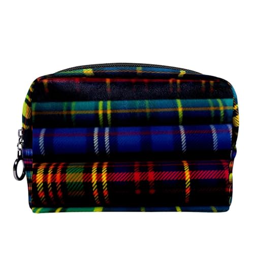 Make up Taschen für Damen,Kulturbeutel für Herren,Klassisches lila und grünes Kariertes Muster,Reise Kosmetiktasche Make up Taschen für Damen,Kulturbeutel für Herren,Klassisches lila und grünes Kariertes Muster,Reise Kosmetiktasche von WOSHJIUK