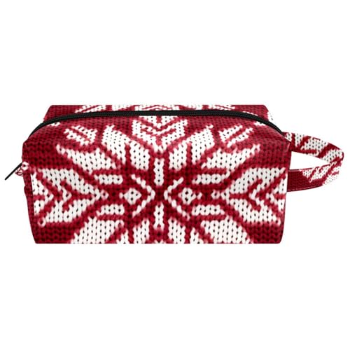 Make up Taschen für Damen,Kulturbeutel für Herren,Vintages Weihnachtsrotes Kariertes Muster,Reise Kosmetiktasche von WOSHJIUK