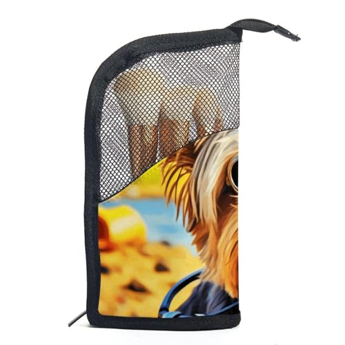 Make up Taschen für Damen,Kulturbeutel für Herren,Yorkshire Terrier Herbst Hund,Reise Kosmetiktasche von WOSHJIUK