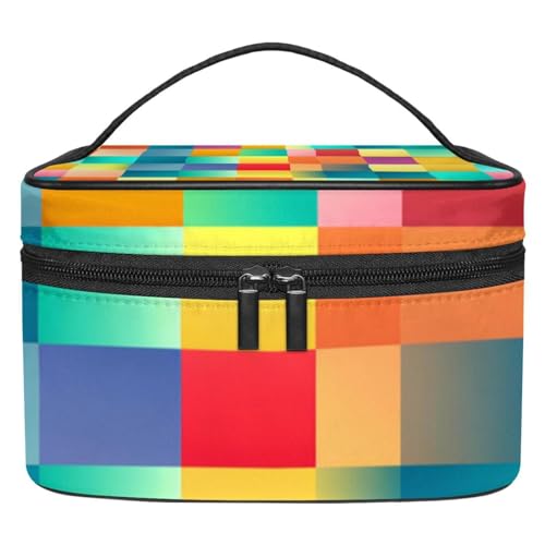 Reise Kulturbeutel,kleine Make up Tasche,Buntes modernes Kariertes Muster,Make up Taschen für Frauen Reise Kulturbeutel,kleine Make up Tasche,Buntes modernes Kariertes Muster,Make up Taschen für Frauen von WOSHJIUK