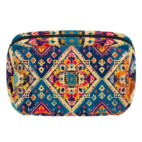 Reise Kulturbeutel,kleine Make up Tasche,Ethnisches Vintages Kariertes Blumenmuster,Make up Taschen für Frauen Reise Kulturbeutel,kleine Make up Tasche,Ethnisches Vintages Kariertes Blumenmuster,Make up Taschen für Frauen von WOSHJIUK
