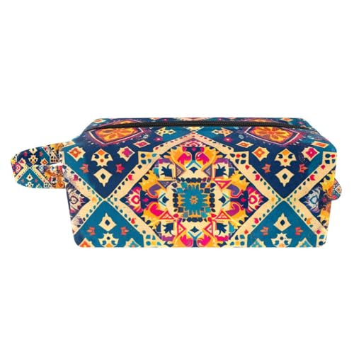 Reise Kulturbeutel,kleine Make up Tasche,Ethnisches Vintages Kariertes Blumenmuster,Make up Taschen für Frauen Reise Kulturbeutel,kleine Make up Tasche,Ethnisches Vintages Kariertes Blumenmuster,Make up Taschen für Frauen von WOSHJIUK