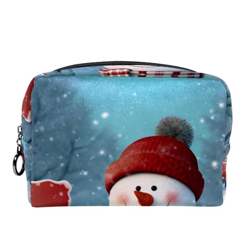 Reise Kulturbeutel,kleine Make up Tasche,Weihnachtsschneemann mit Hut,Make up Taschen für Frauen von WOSHJIUK