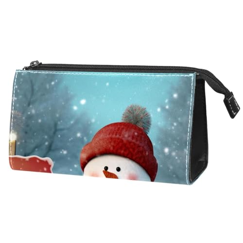 Reise Kulturbeutel,kleine Make up Tasche,Weihnachtsschneemann mit Hut,Make up Taschen für Frauen von WOSHJIUK