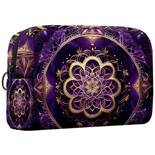 Reise Kulturbeutel,kleine Make up Tasche,kosmische lila Mandala Liebe,Make up Taschen für Frauen von WOSHJIUK