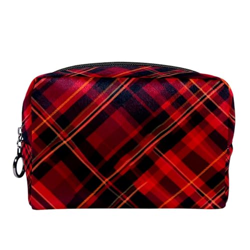 Reise Kulturbeutel,kleine Make up Tasche,weihnachtsrot dunkelgrün kariert,Make up Taschen für Frauen Reise Kulturbeutel,kleine Make up Tasche,weihnachtsrot dunkelgrün kariert,Make up Taschen für Frauen von WOSHJIUK