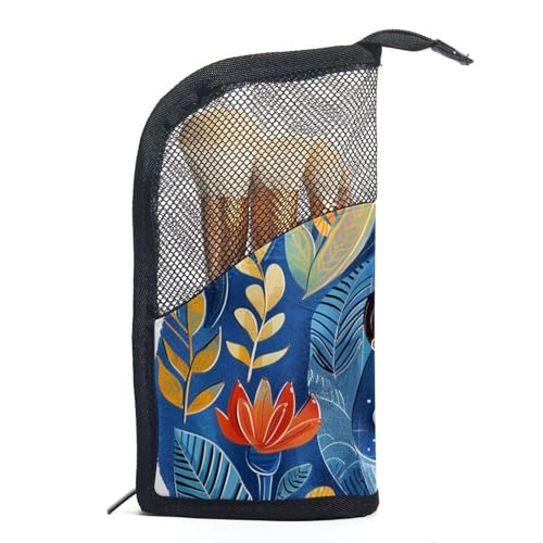 Reise Make up Tasche,Reise Kulturbeutel für Damen,Blumenkatze und Mädchen,Kosmetik Reisetasche von WOSHJIUK