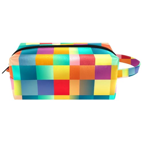 Reise Make up Tasche,Reise Kulturbeutel für Damen,Buntes modernes Kariertes Muster,Kosmetik Reisetasche Reise Make up Tasche,Reise Kulturbeutel für Damen,Buntes modernes Kariertes Muster,Kosmetik Reisetasche von WOSHJIUK
