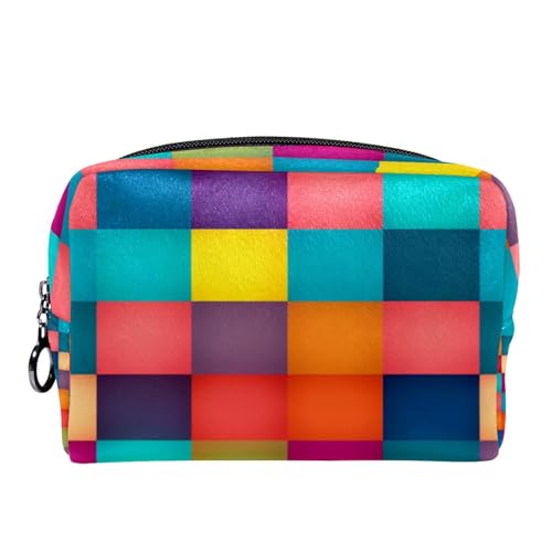 Reise Make up Tasche,Reise Kulturbeutel für Damen,Buntes modernes Kariertes Muster,Kosmetik Reisetasche Reise Make up Tasche,Reise Kulturbeutel für Damen,Buntes modernes Kariertes Muster,Kosmetik Reisetasche von WOSHJIUK