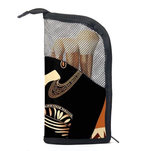 Reise Make up Tasche,Reise Kulturbeutel für Damen,Ethnische tierische afrikanische Frauen,Kosmetik Reisetasche von WOSHJIUK