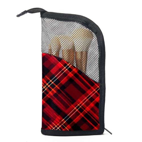 Reise Make up Tasche,Reise Kulturbeutel für Damen,weihnachtsrot dunkelgrün kariert,Kosmetik Reisetasche Reise Make up Tasche,Reise Kulturbeutel für Damen,weihnachtsrot dunkelgrün kariert,Kosmetik Reisetasche von WOSHJIUK